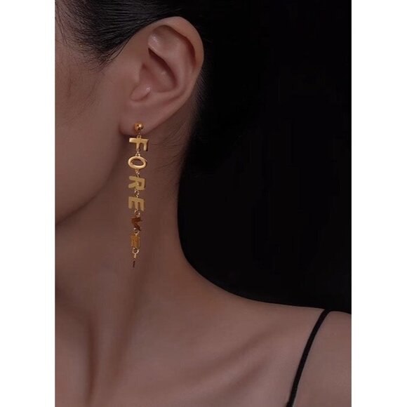 Gold Color FOREVER Long Earrings For Women - Picture 1 of 5